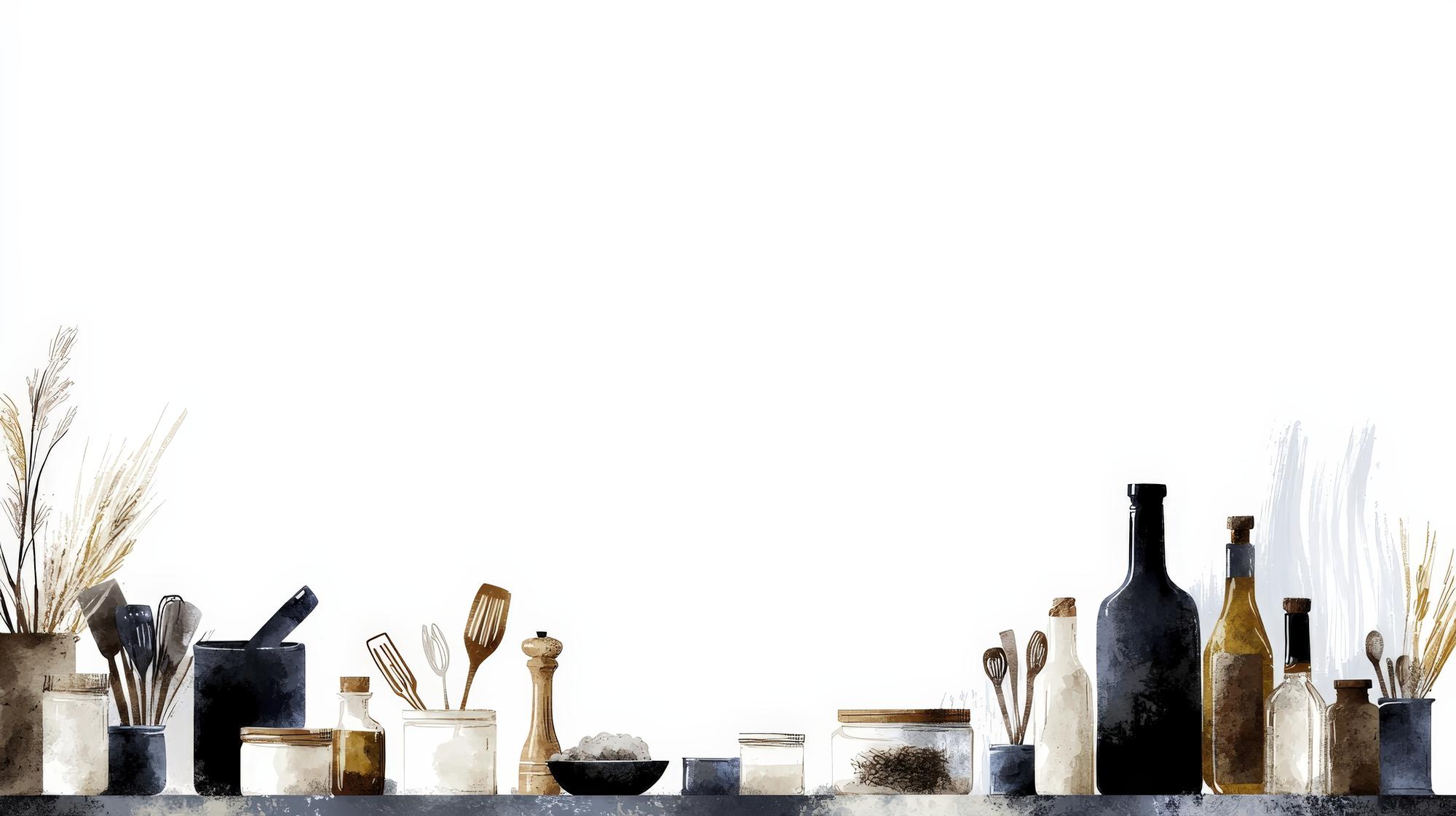 Interior atelier culinar cu blaturi și ustensile